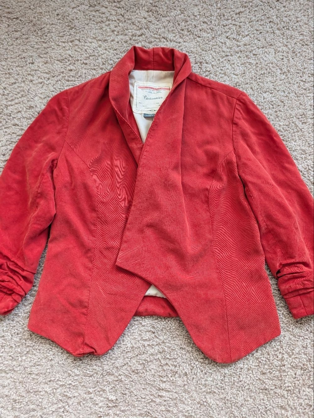 Anthropologie Cartonnier Womens Burnt Orange Open Front Blazer Jacket Size 6 - Picture 2 of 10